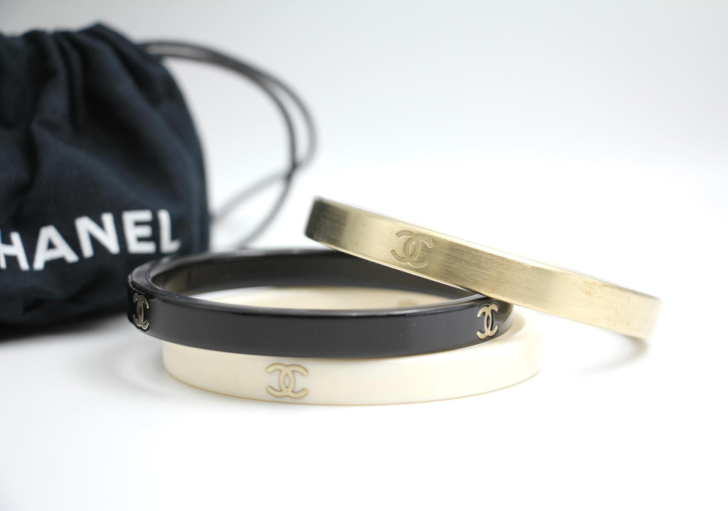 Chanel Vintage 10C Metal Resin Three Special Set Of Hand Chokers