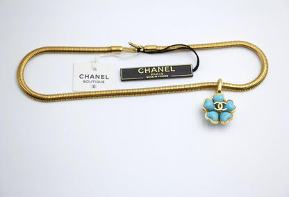 Chanel Vintage 97P Gripoix Blue Camellias Pendant Necklace