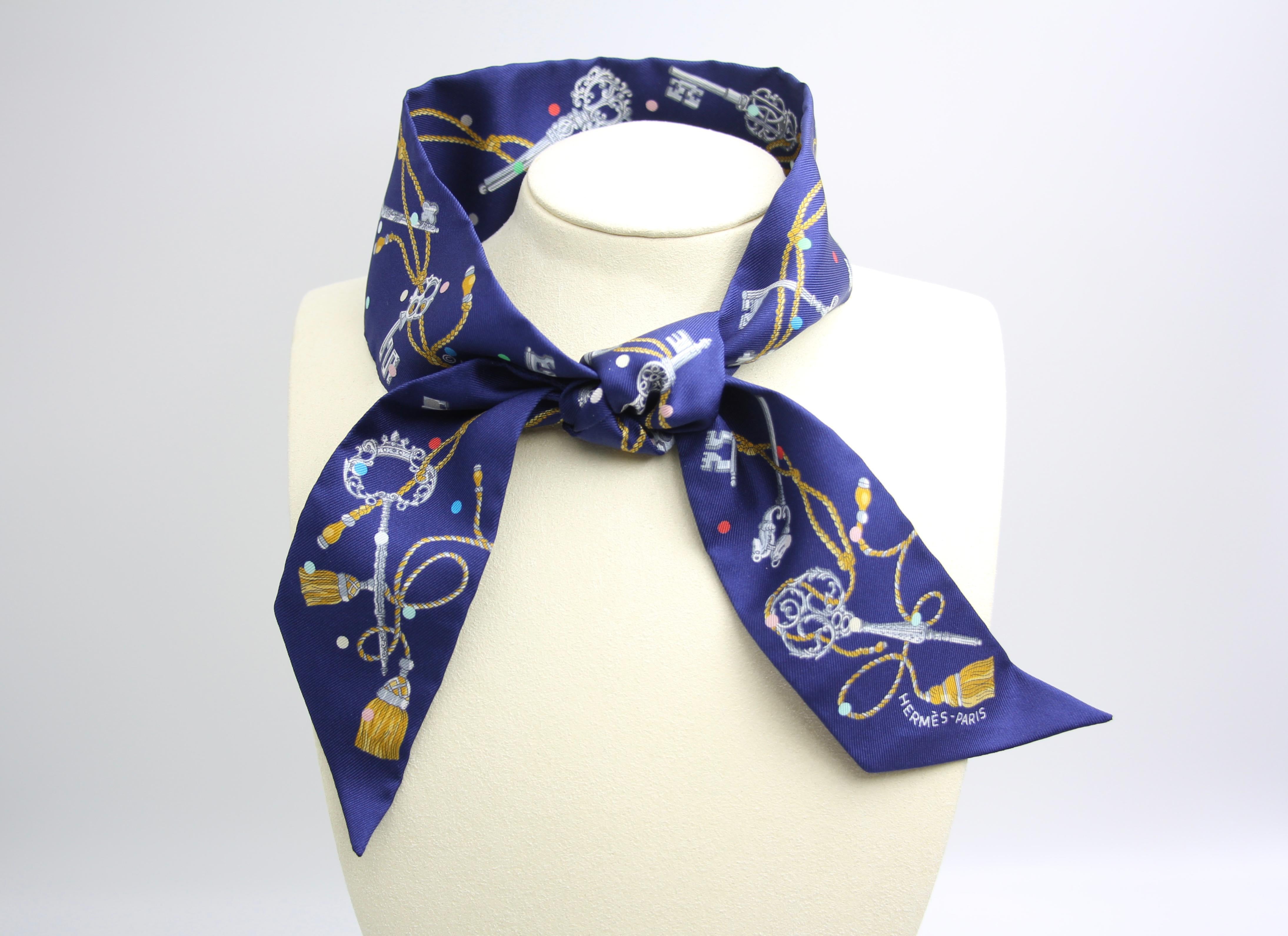 Hermes 100 Silk Les Cles A Pois Twilly Scarf – Wararni.com