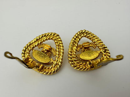 1991 Chanel Vintage Triangular Gold Plated Earrings