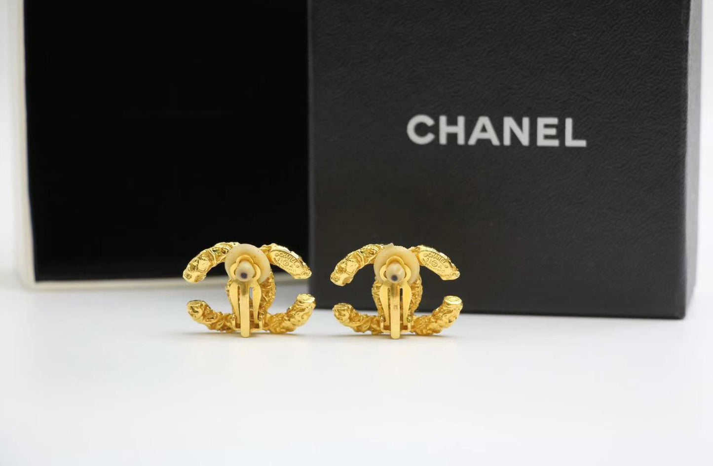 Chanel Vintage 93A Lava Gold Clip-On Earrings