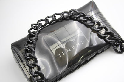 Chanel 2003 Coco Window Chain Black Vinyl Pouch