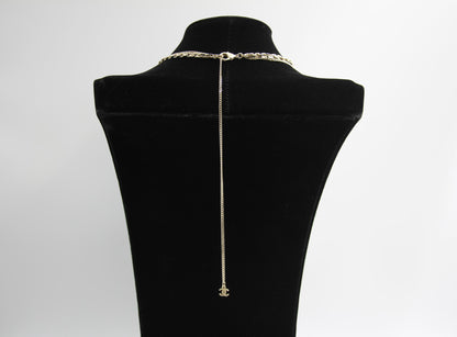 Chanel 21P Metal Double Layer Embossed Necklace