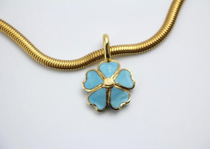 Chanel Vintage 97P Gripoix Blue Camellias Pendant Necklace