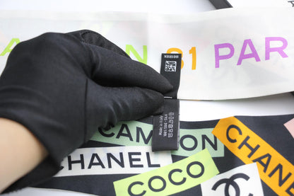 Chanel 100 Silk Multicolour Coco Mark Scarf