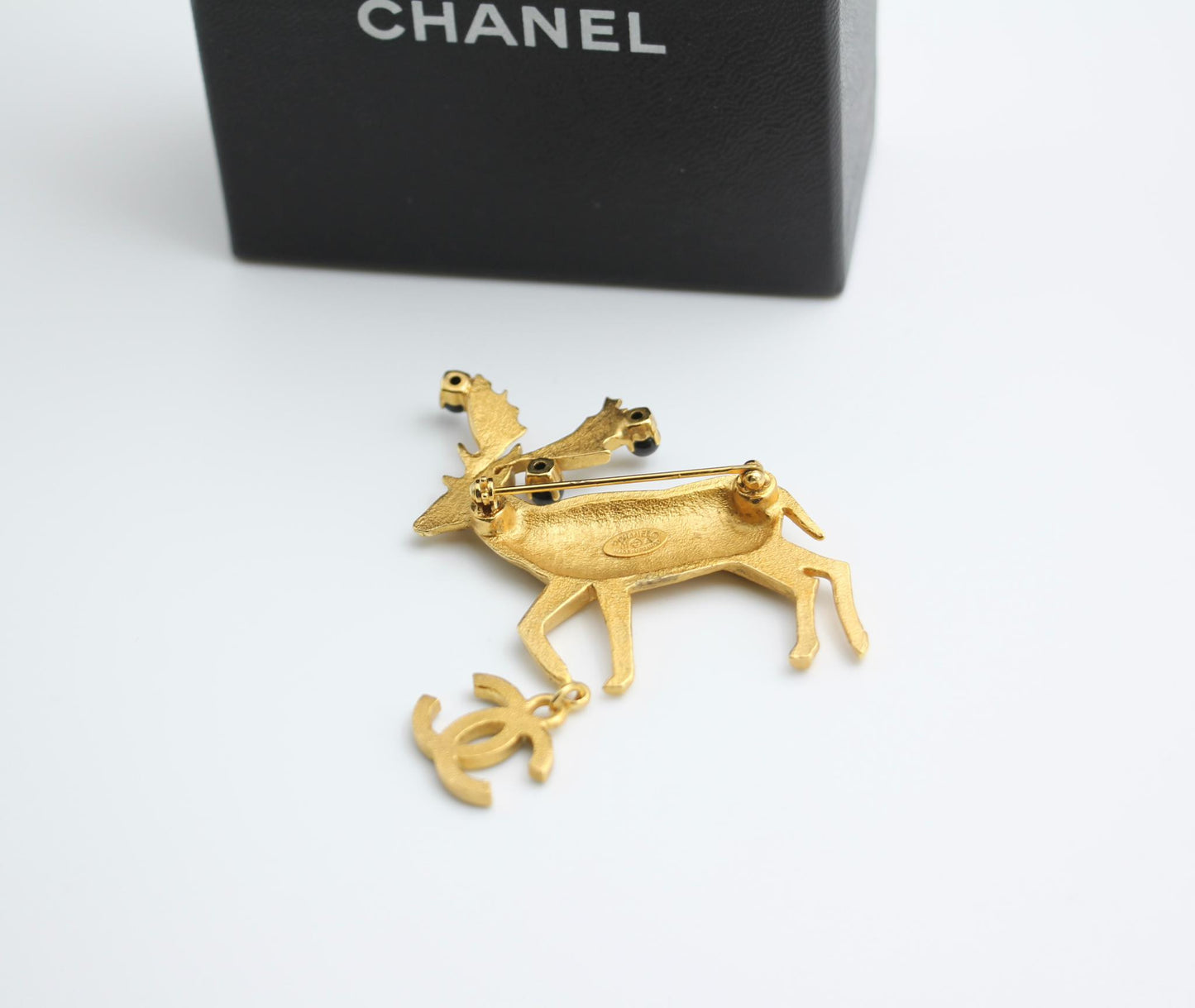 Chanel Vintage 01A Rhinestone Deer Cc Brooch