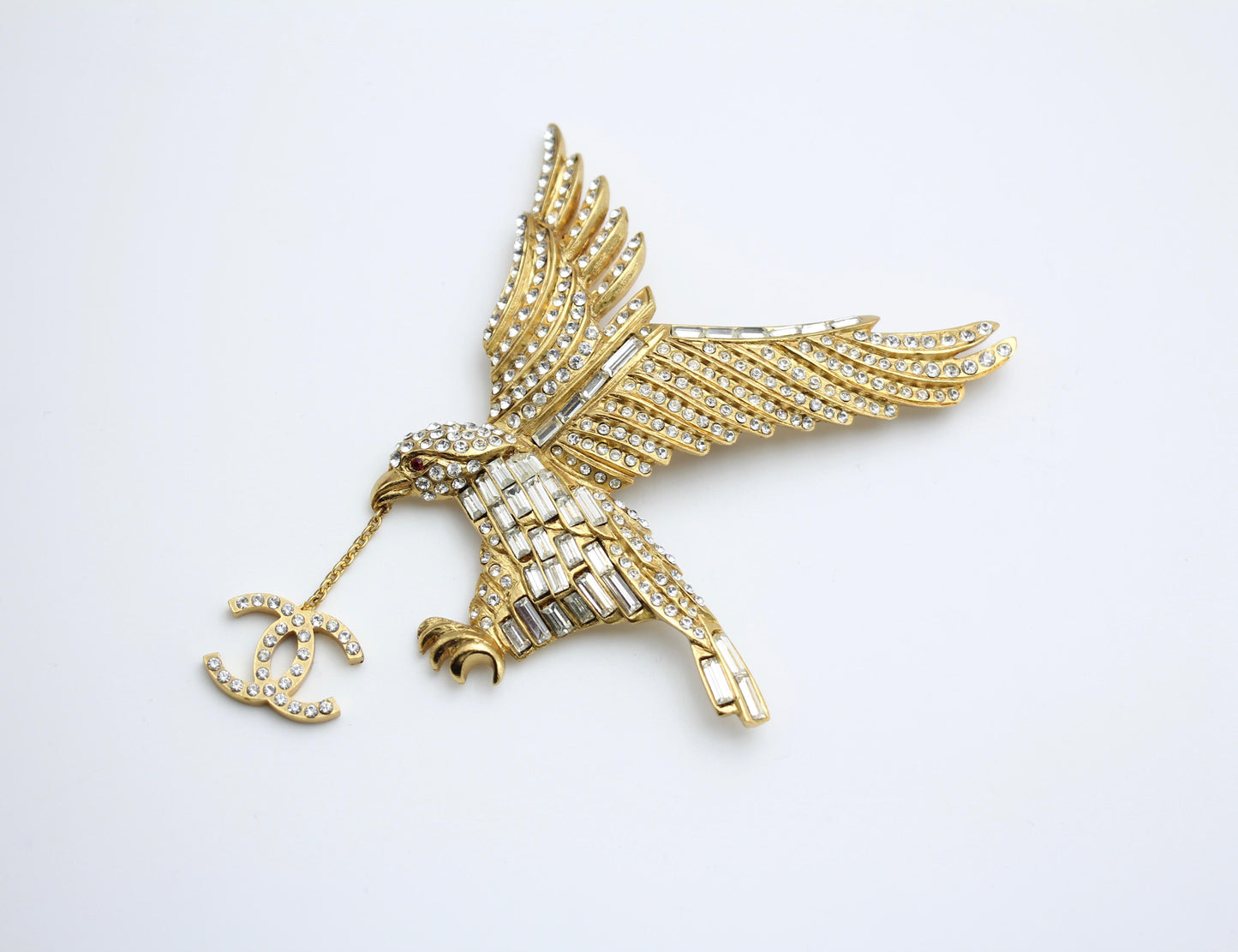 Chanel Vintage 01P Rhinestone Eagle Large Brooch