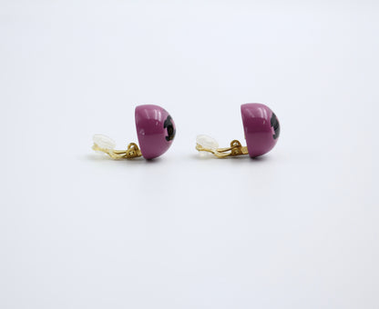 Chanel Vintage 01P Resin Purple Round Wave Earrings