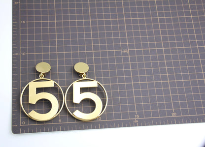 Chanel Vintage 87 Gold Plated Giant No 5 Clip-On Earrings