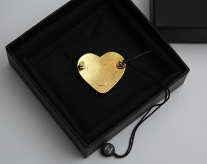 Chanel 24P Metal Spring Denim Heart-Shaped Buckle Brooch