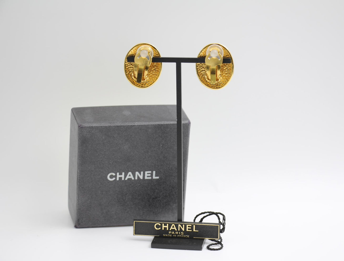 Chanel Vintage 95A Gold Plated Egg Shaped Earrings