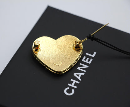 Chanel 24P Metal Spring Denim Heart-Shaped Buckle Brooch