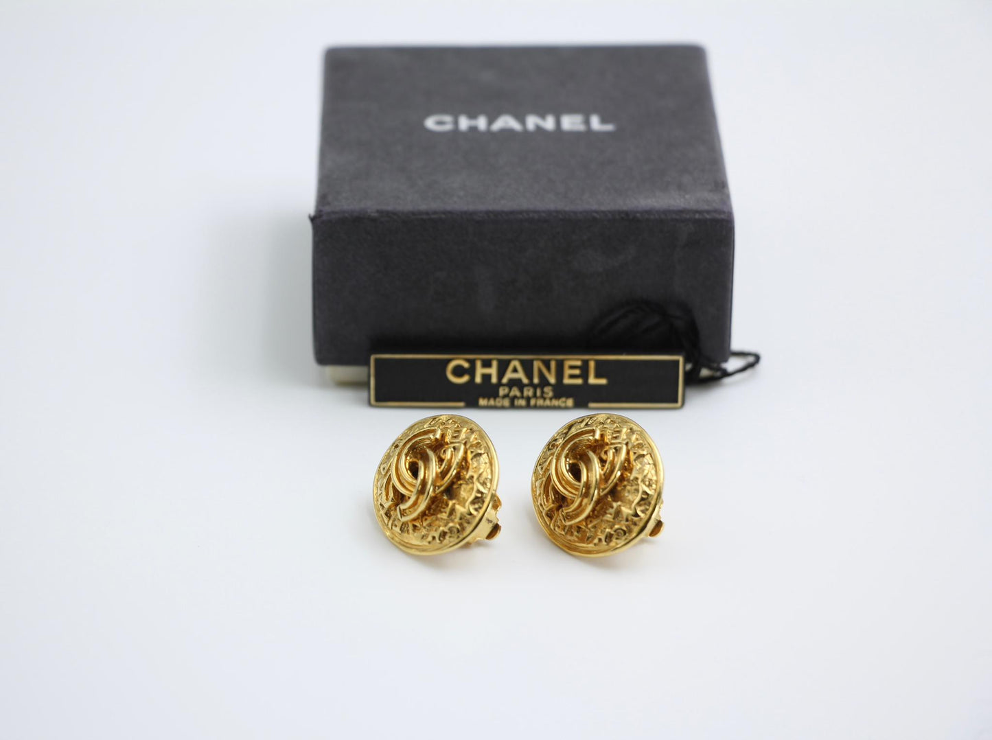 Chanel Vintage 95A Gold Plated Egg Shaped Earrings