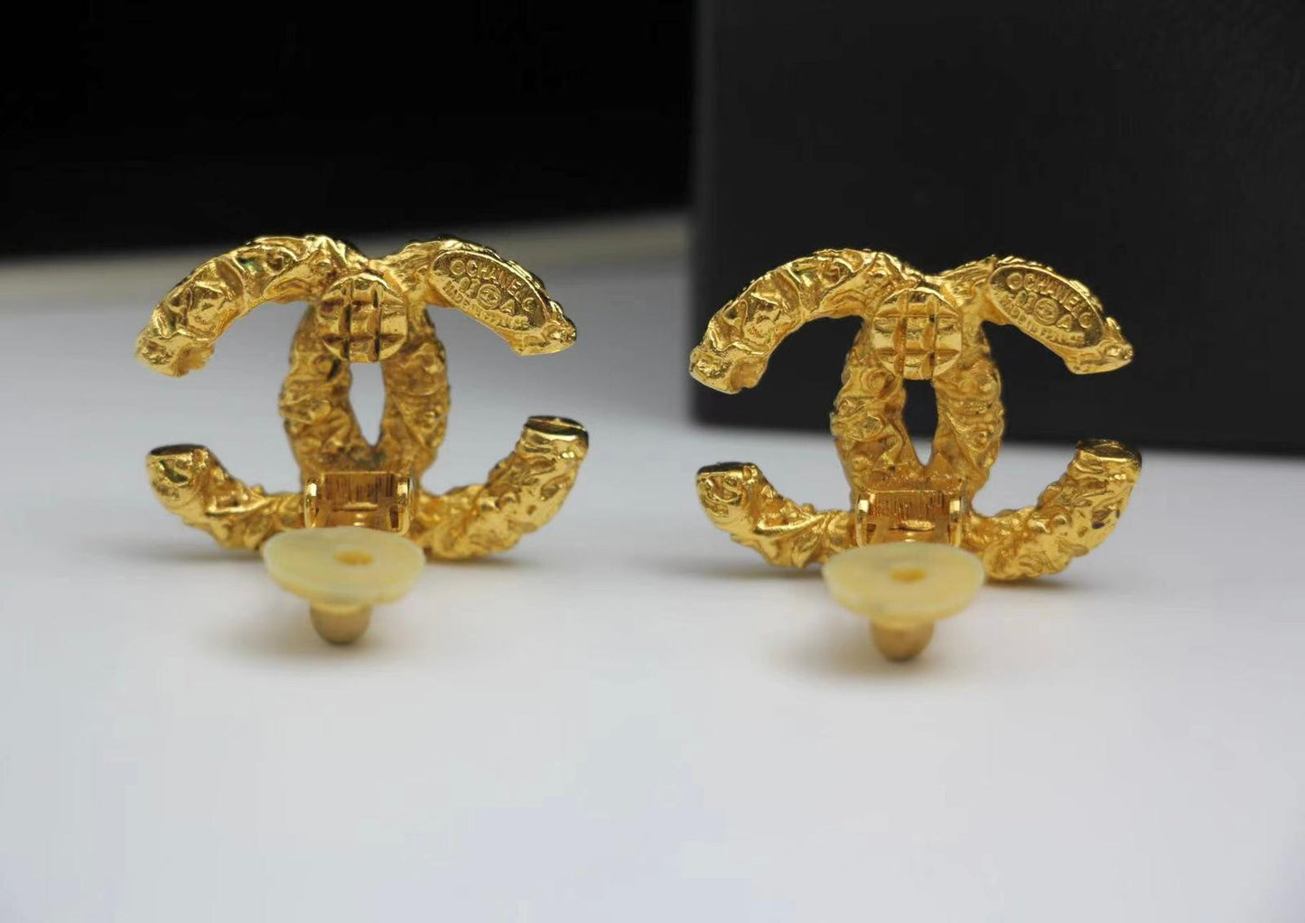 Chanel Vintage 93A Lava Gold Clip-On Earrings