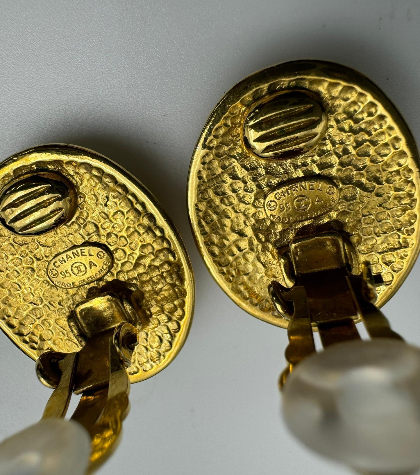 Chanel Vintage 95A Gold Plated Egg Shaped Earrings