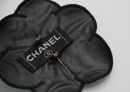 Chanel Vintage 95 Light Blue Embroidered Camellia Brooch