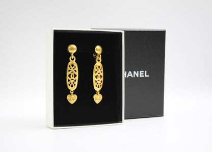 Chanel Vintage 95P Gold-Plated Long Love Earrings