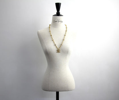 Chanel Vintage 71 80 Years Multi-Grain Rhinestone Double-Sided Rhinestone Double C Long Necklace