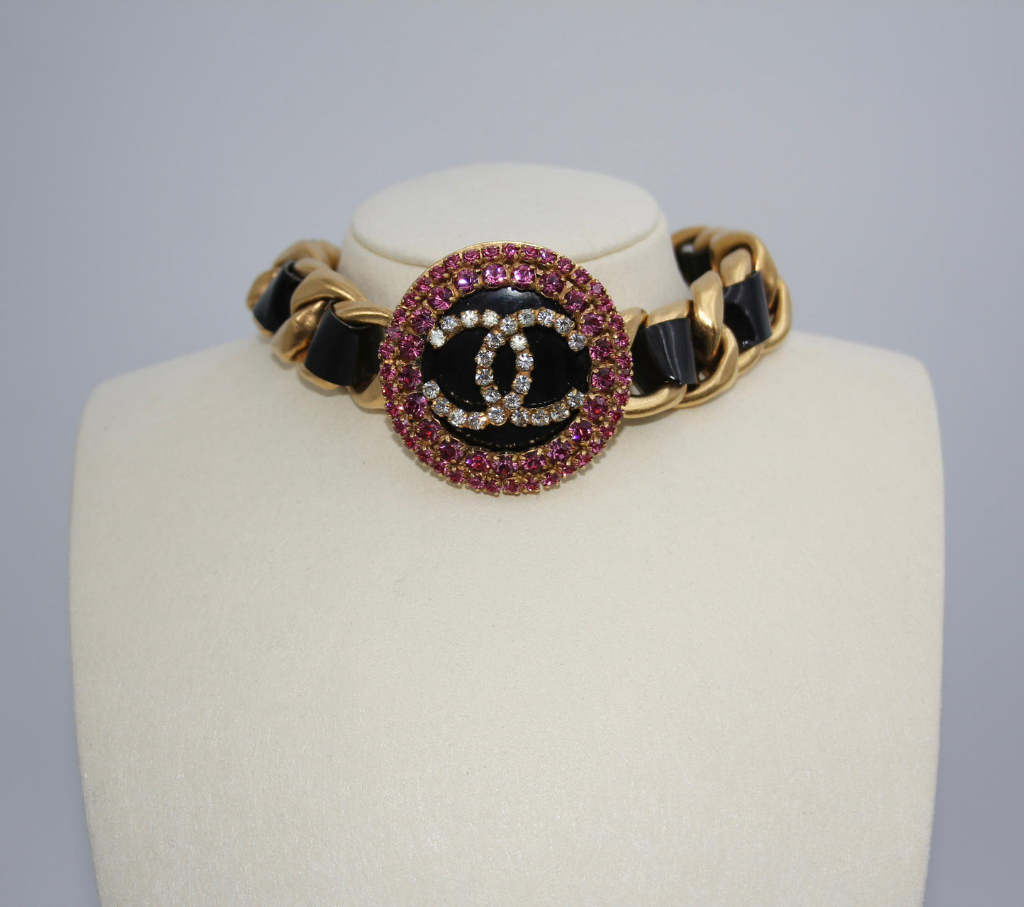 Chanel Vintage 95P Rhinestone Barbie Series Pink Choker