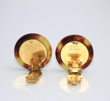 Chanel Vintage 97A Tortoise Shell Ms Coco Earrings