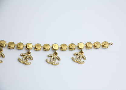 Chanel Vintage 96P Rhinestone Five Cc Bracelet