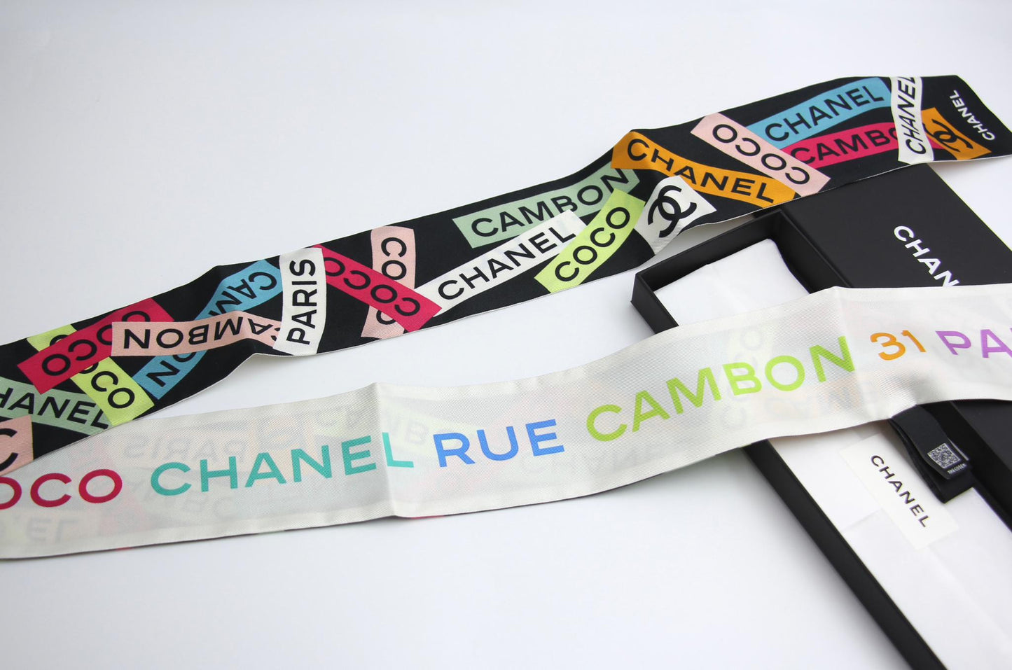 Chanel 100 Silk Multicolour Coco Mark Scarf