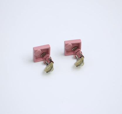 Vintage Chanel 04P Pink Diamond Resin Clip-On Earrings