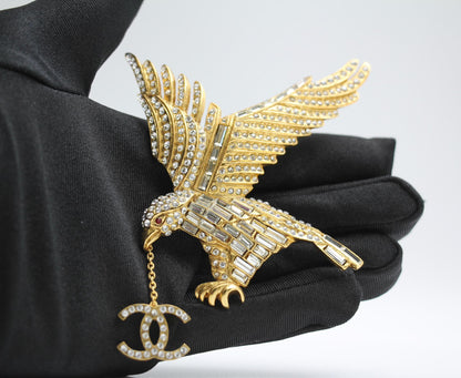 Chanel Vintage 01P Rhinestone Eagle Large Brooch