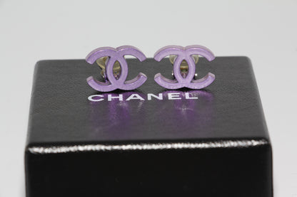 Chanel Logo Earrings Purple