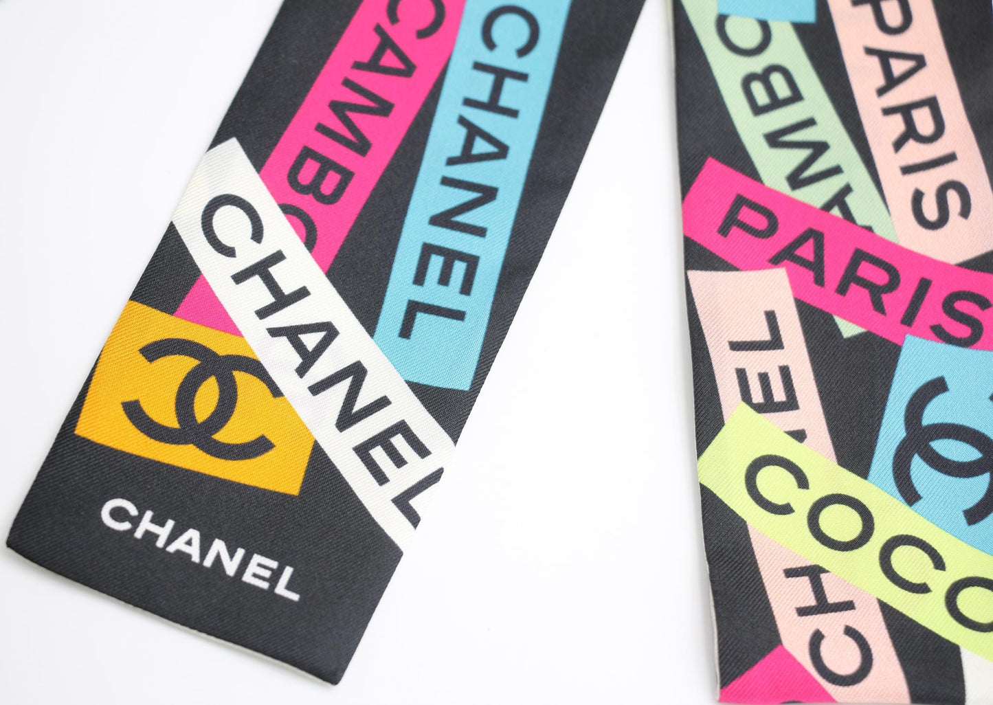 Chanel 100 Silk Multicolour Coco Mark Scarf