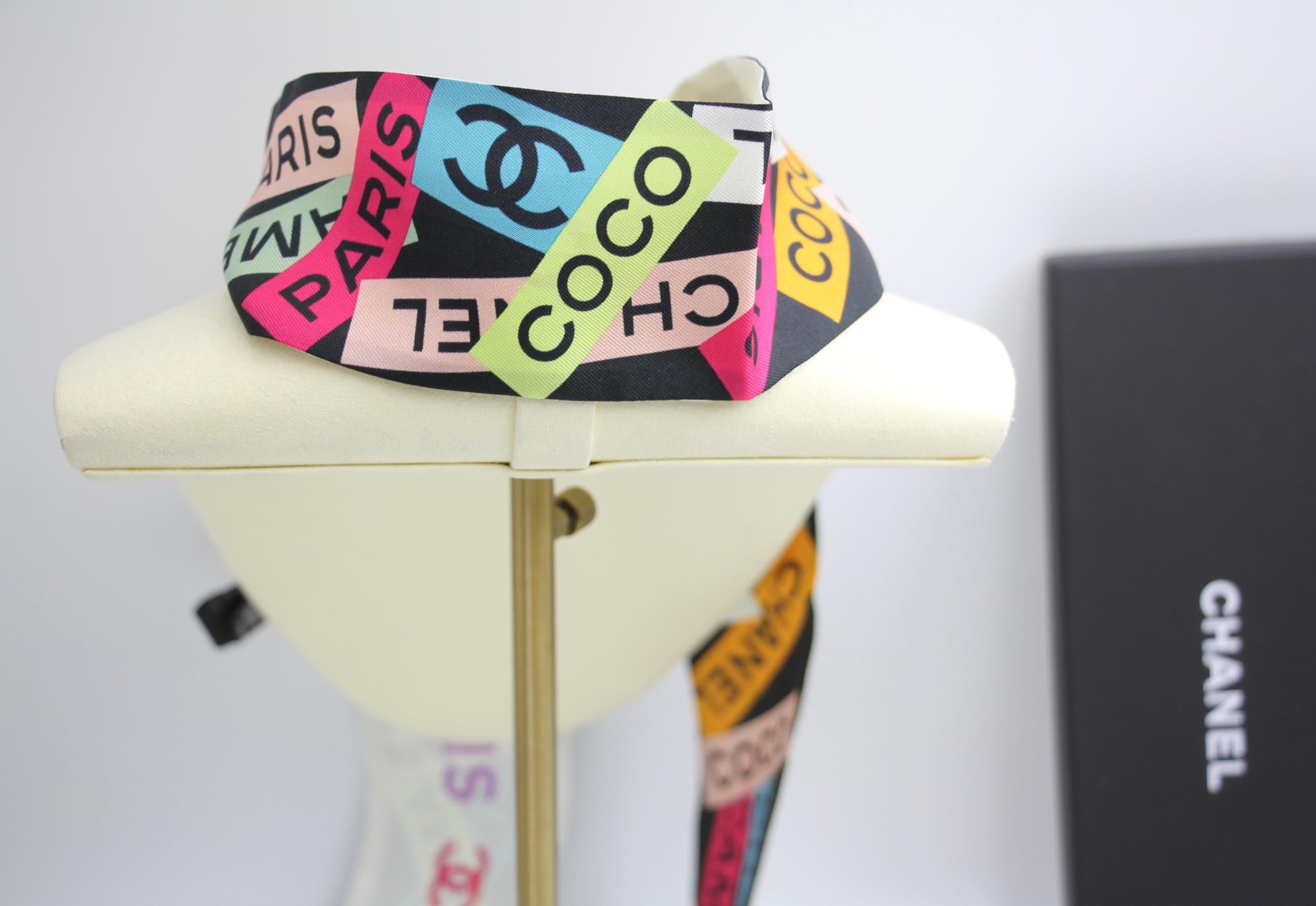 Chanel 100 Silk Multicolour Coco Mark Scarf – Wararni.com