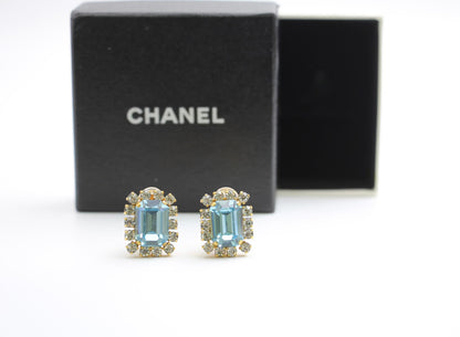 Chanel Vintage 95P Light Blue Rhinestone Barbie Earrings