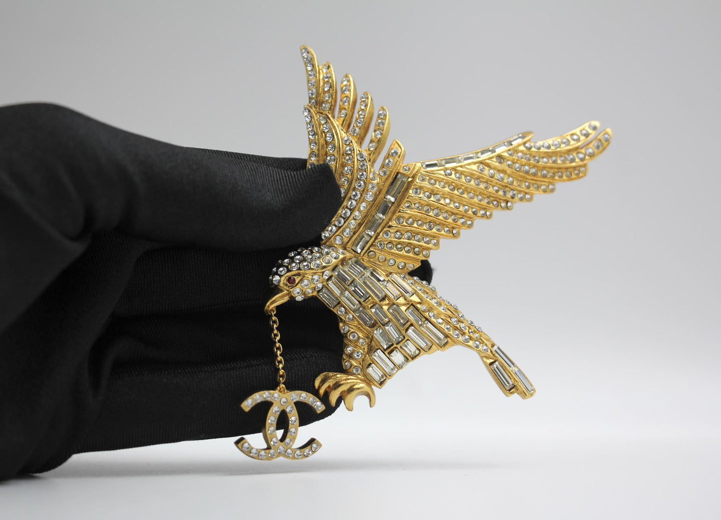 Chanel Vintage 01P Rhinestone Eagle Large Brooch