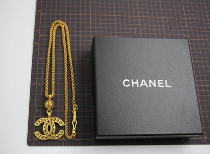 Chanel Vintage 95A Wavy Hollow Ball Pendant Necklace