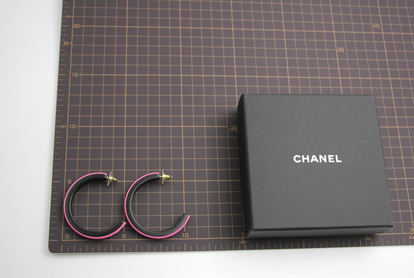 Chanel 22S Resin Pink English Word Coco Hoop Large Earrings