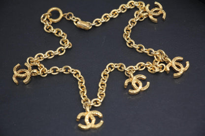 Chanel Vintage 71 80 Gold Plated Five Cc Necklace