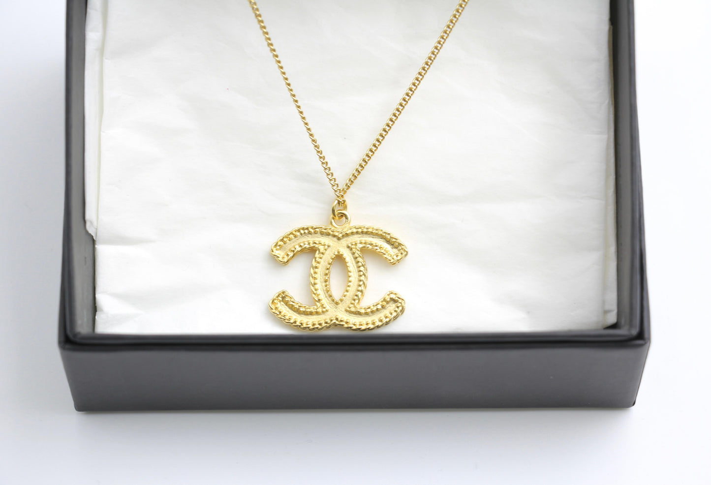 Chanel Vintage 14P Gold Plated Wheat Ear Cc Necklace