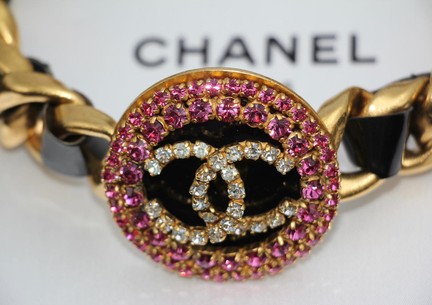 Chanel Vintage 95P Rhinestone Barbie Series Pink Choker