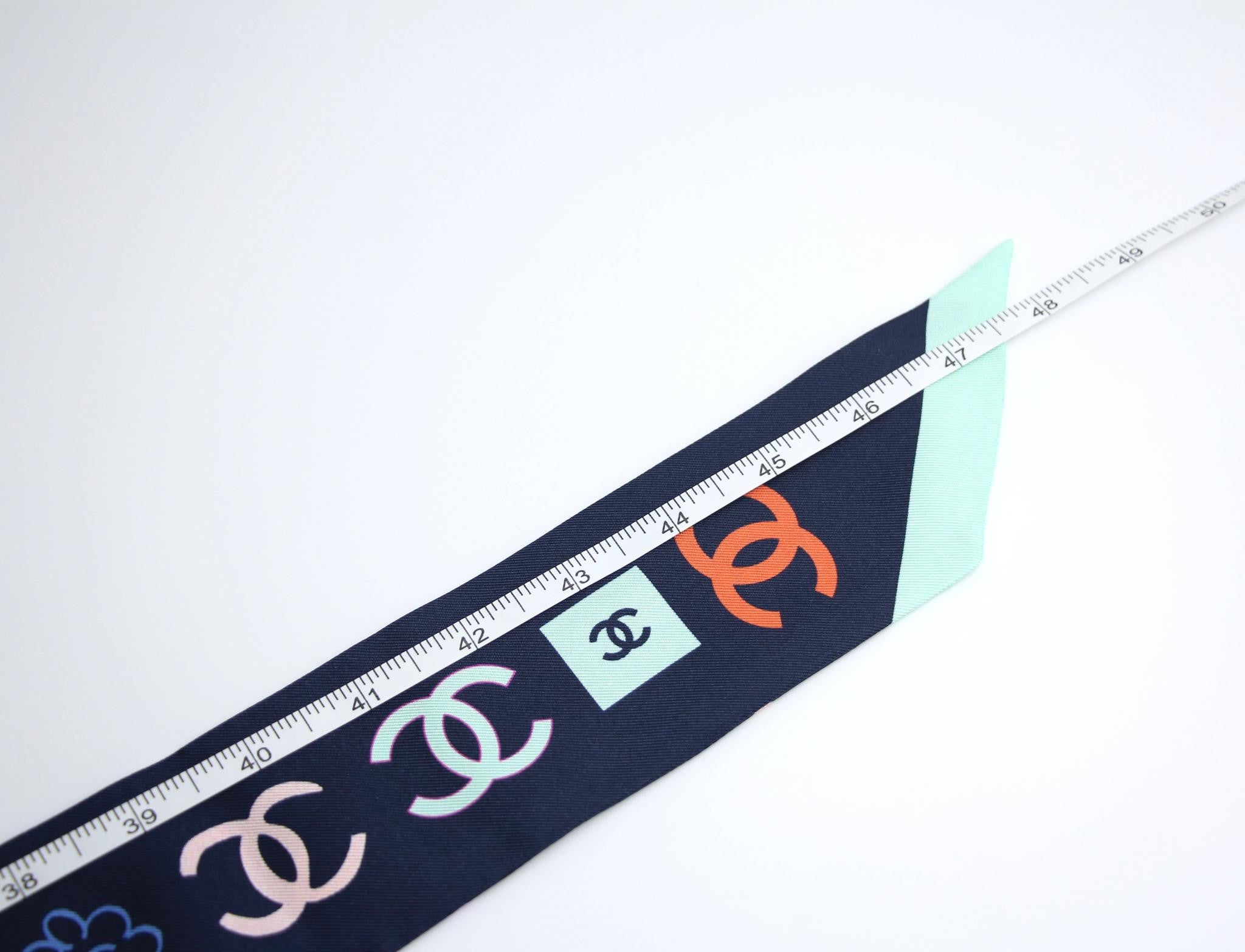 Chanel 100 Silk Twilly Cc Mark Scarf In Navy Blue – Wararni.com