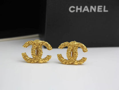 Chanel Vintage 93A Lava Gold Clip-On Earrings