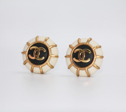 Chanel Vintage 95A Resin Navy Style Clip-On Earrings