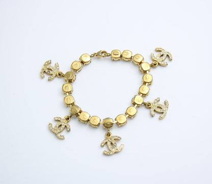 Chanel Vintage 96P Rhinestone Five Cc Bracelet