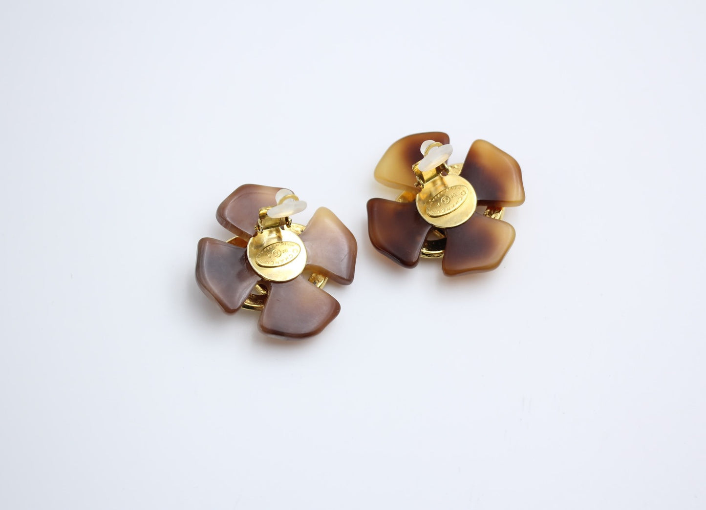 Chanel Vintage 94P Tortoise Brown Large Cc Earrings