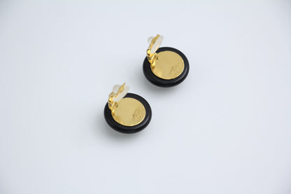 Chanel Vintage 96C Gold Plated Resin Shell Cc Logo Ear Clip