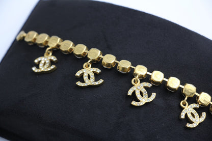 Chanel Vintage 96P Rhinestone Five Cc Bracelet