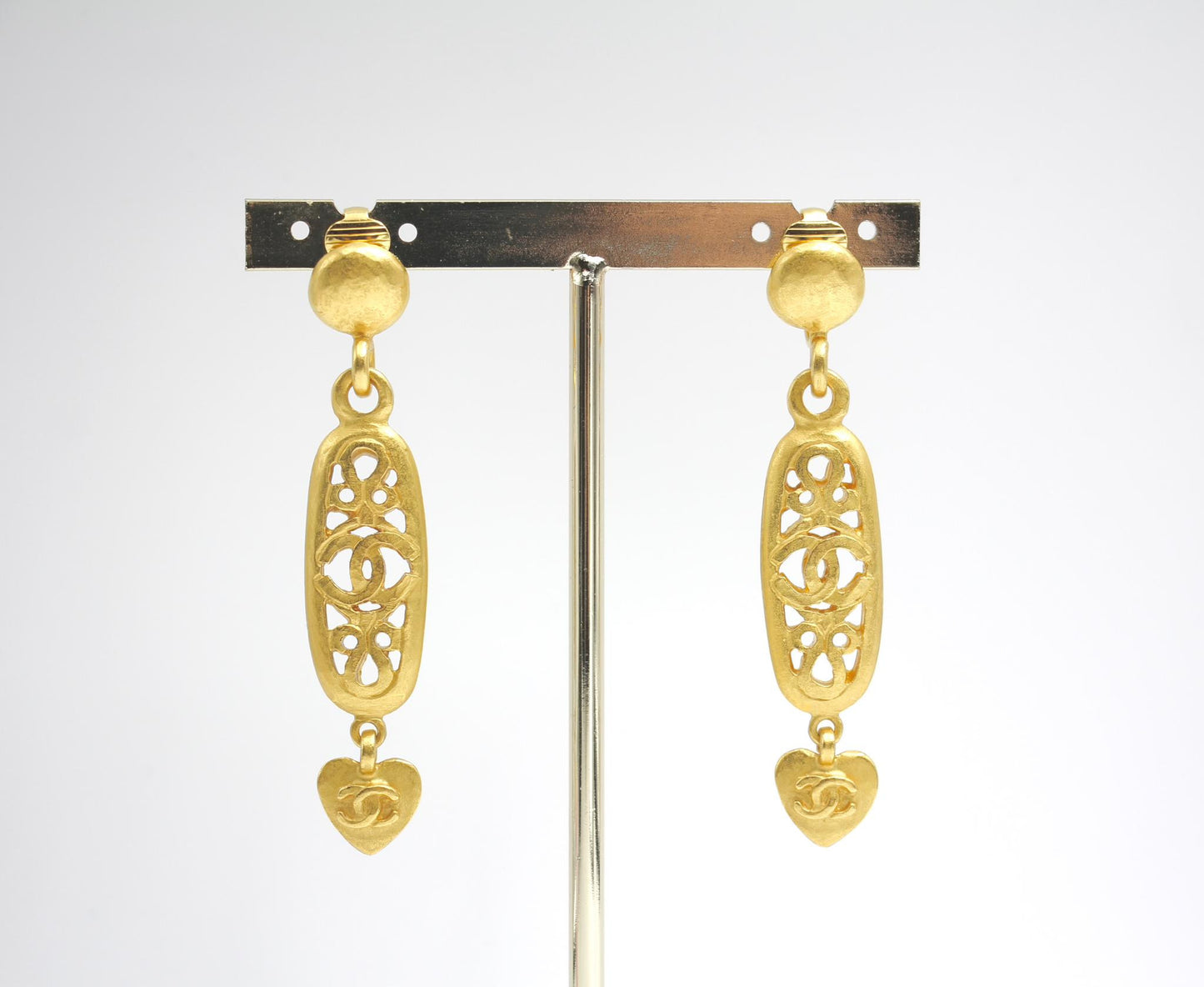 Chanel Vintage 95P Gold-Plated Long Love Earrings