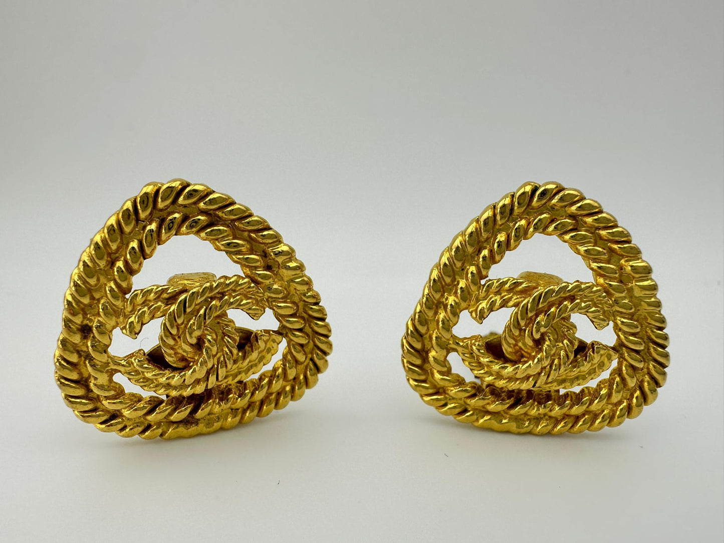 1991 Chanel Vintage Triangular Gold Plated Earrings