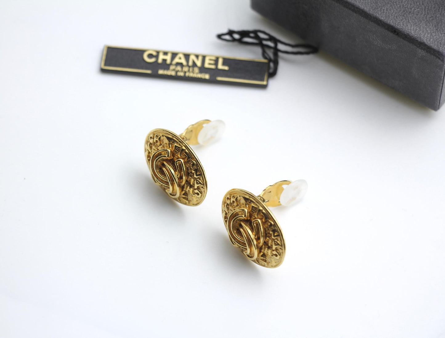 Chanel Vintage 95A Gold Plated Egg Shaped Earrings