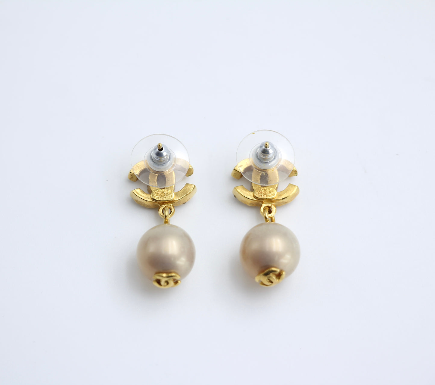 Chanel Vintage 01P Pink Rhinestone Imitation Pearl Drop Earrings