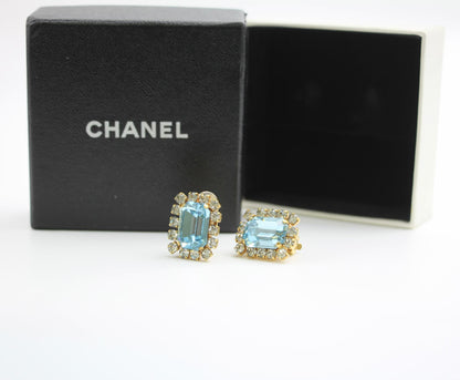 Chanel Vintage 95P Light Blue Rhinestone Barbie Earrings